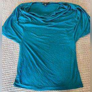 100% silk! Banana Republic, size M, cowl-neck, peacock teal, like new blouse